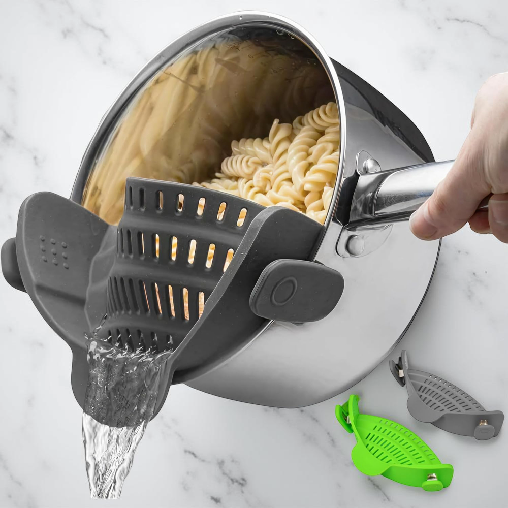 Silicone Clip On Pot Strainer For Pasta Veggies And Draining Water | Temsk