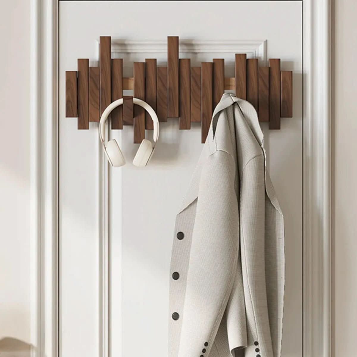 KeyLine Wall Rack In Walnut Or Beech Wood With Piano Key Design | Temsk