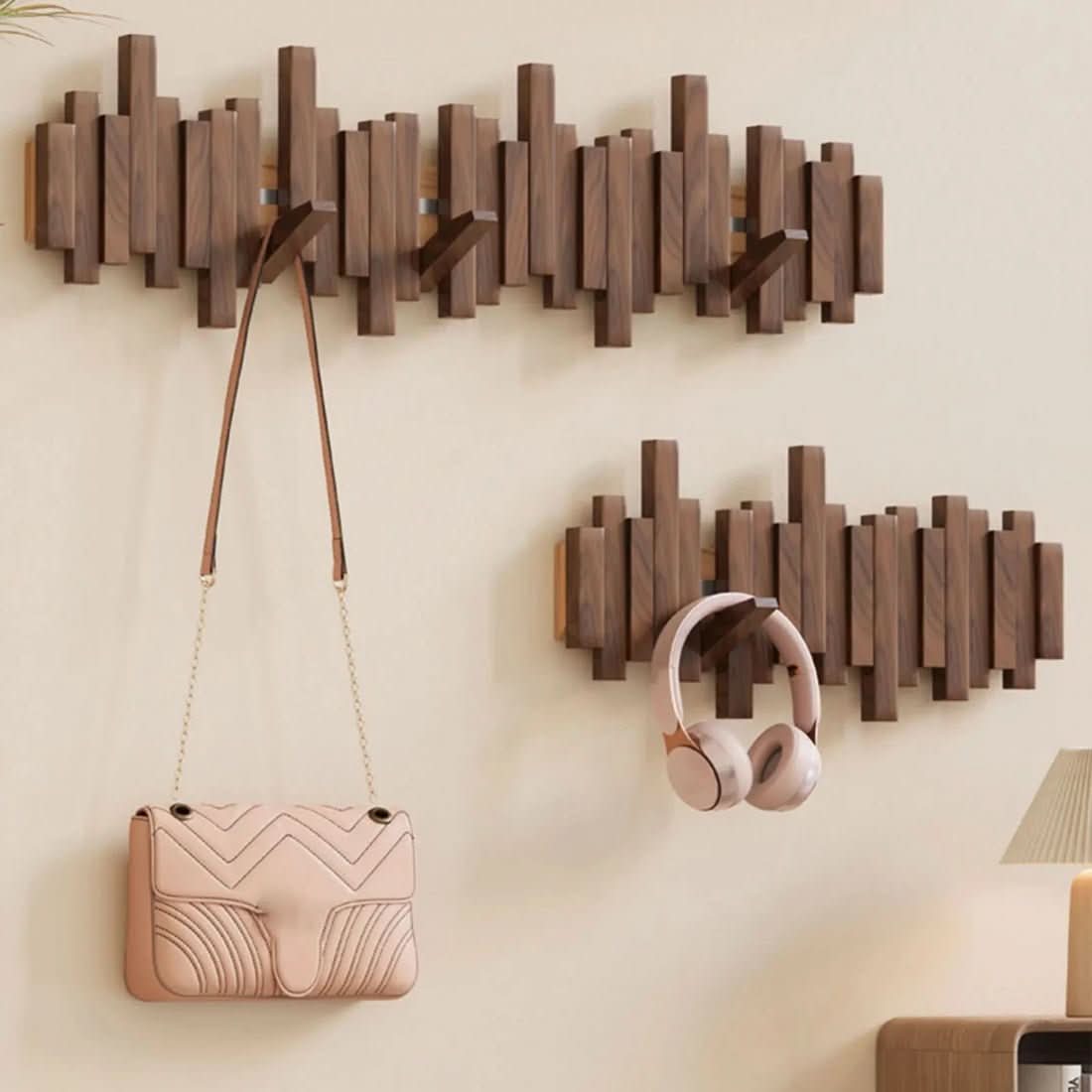 KeyLine Wall Rack In Walnut Or Beech Wood With Piano Key Design | Temsk
