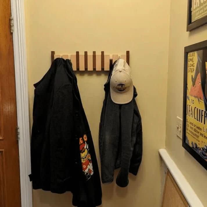 Serenova Wooden Wall Coat Rack In Piano Design For Hallways And Home | Temsk