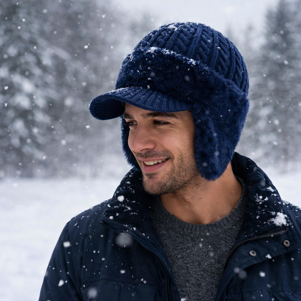 Cozy Knit Hat With Ear Flaps For Cold Winter Weather | Temsk
