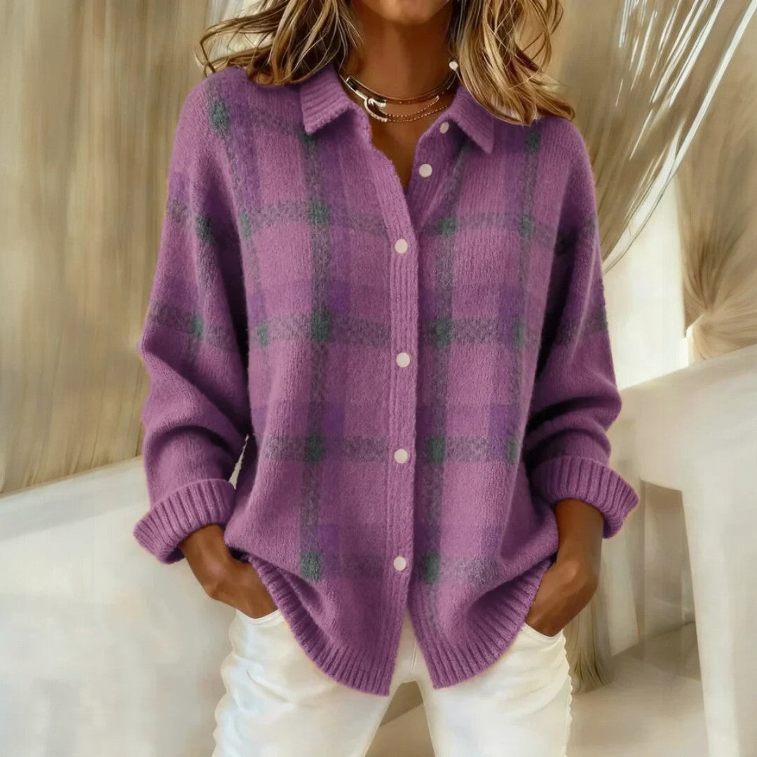 Damen-Übergröße Cardigan mit Knopfleiste und langen Ärmeln | Temsk