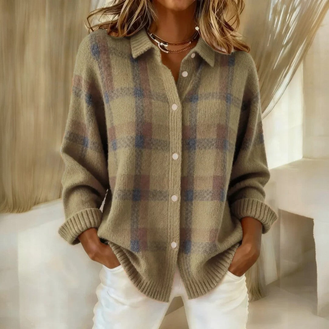 Damen-Übergröße Cardigan mit Knopfleiste und langen Ärmeln | Temsk