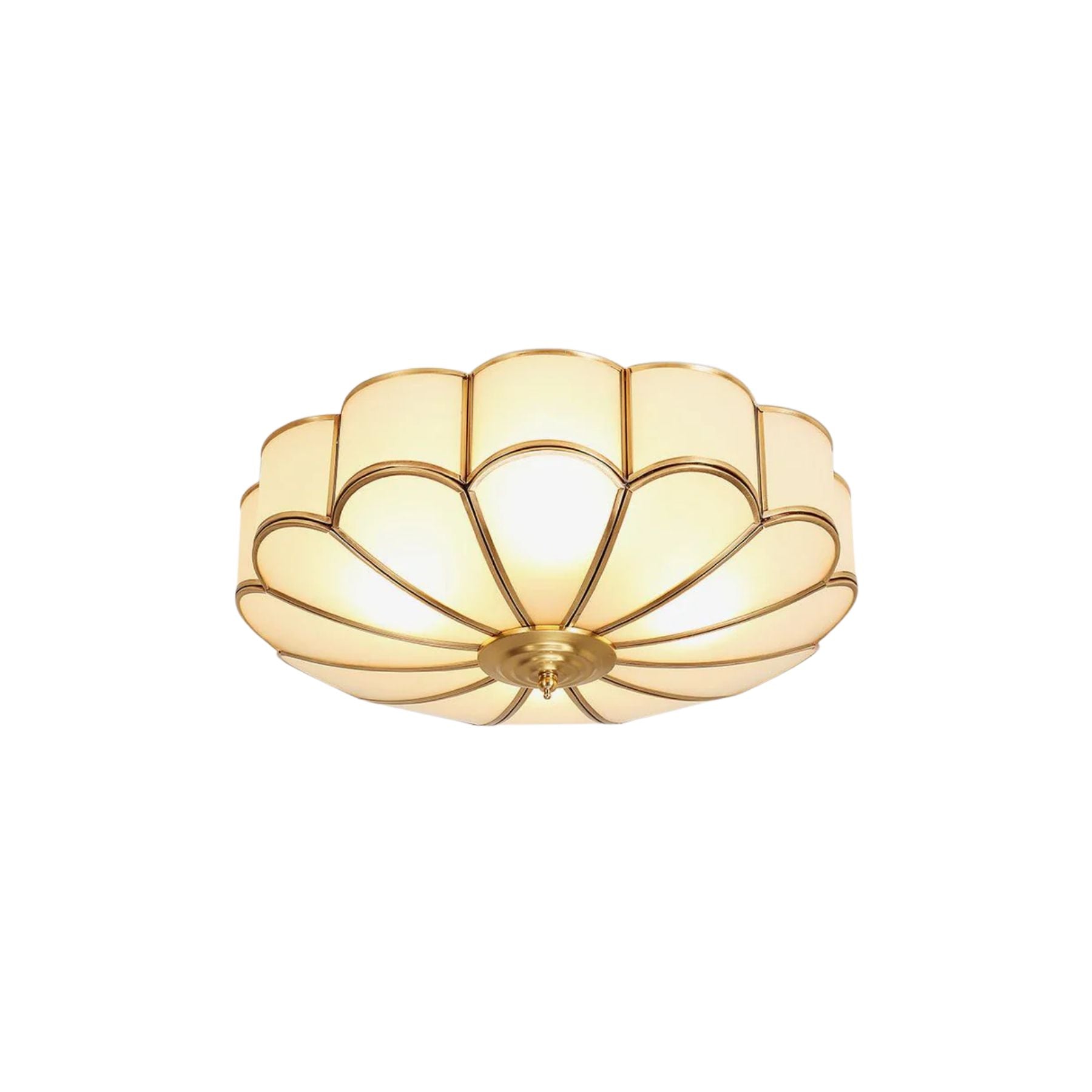 Gold Brass Glass Round Ceiling Light For Living Room Hall Dining Diffused Warm Glow | Temsk