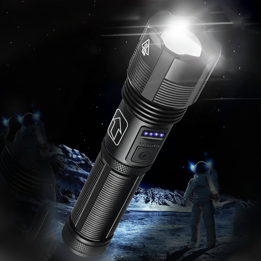 Rechargeable LED Flashlight With Adjustable Zoom In Aluminum Body | Temsk