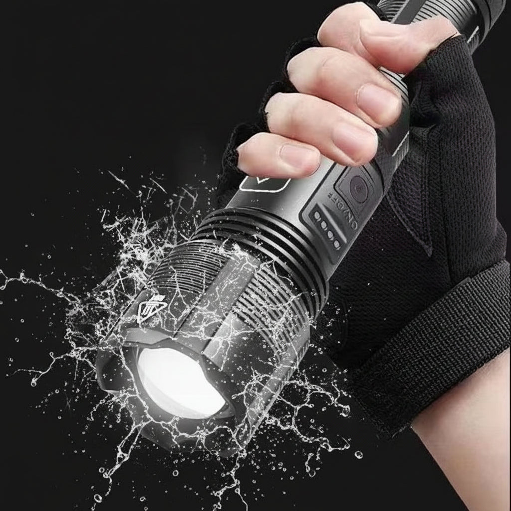 Rechargeable LED Flashlight With Adjustable Zoom In Aluminum Body | Temsk