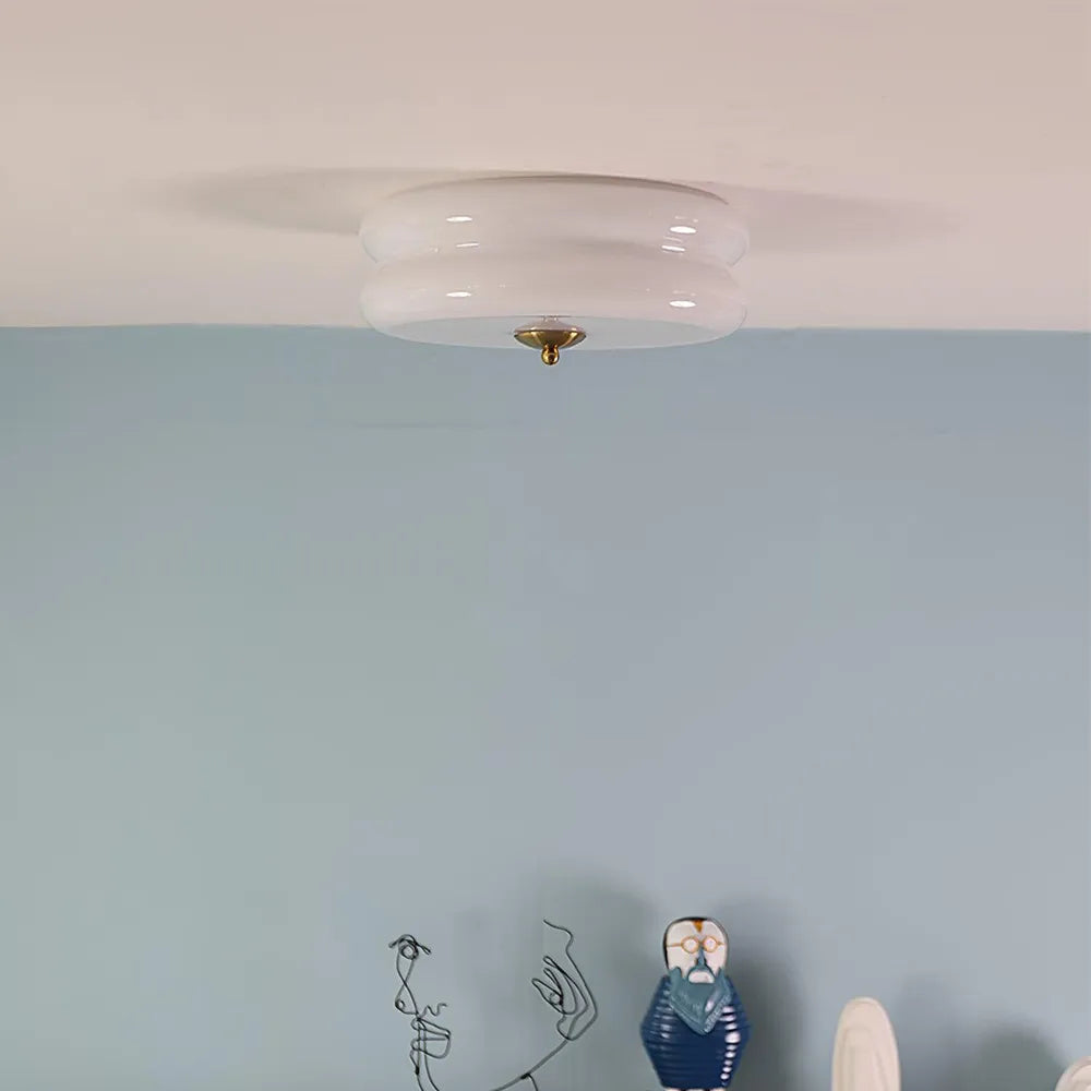 Industriel glas loftslampe med LED i guld krom til spisestue og stue | Temsk