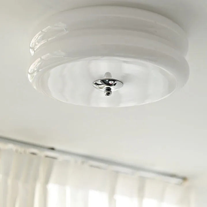 Industriel glas loftslampe med LED i guld krom til spisestue og stue | Temsk