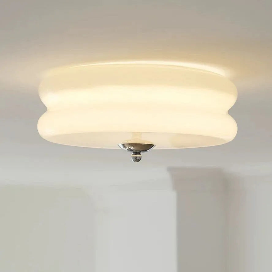 Industriel glas loftslampe med LED i guld krom til spisestue og stue | Temsk