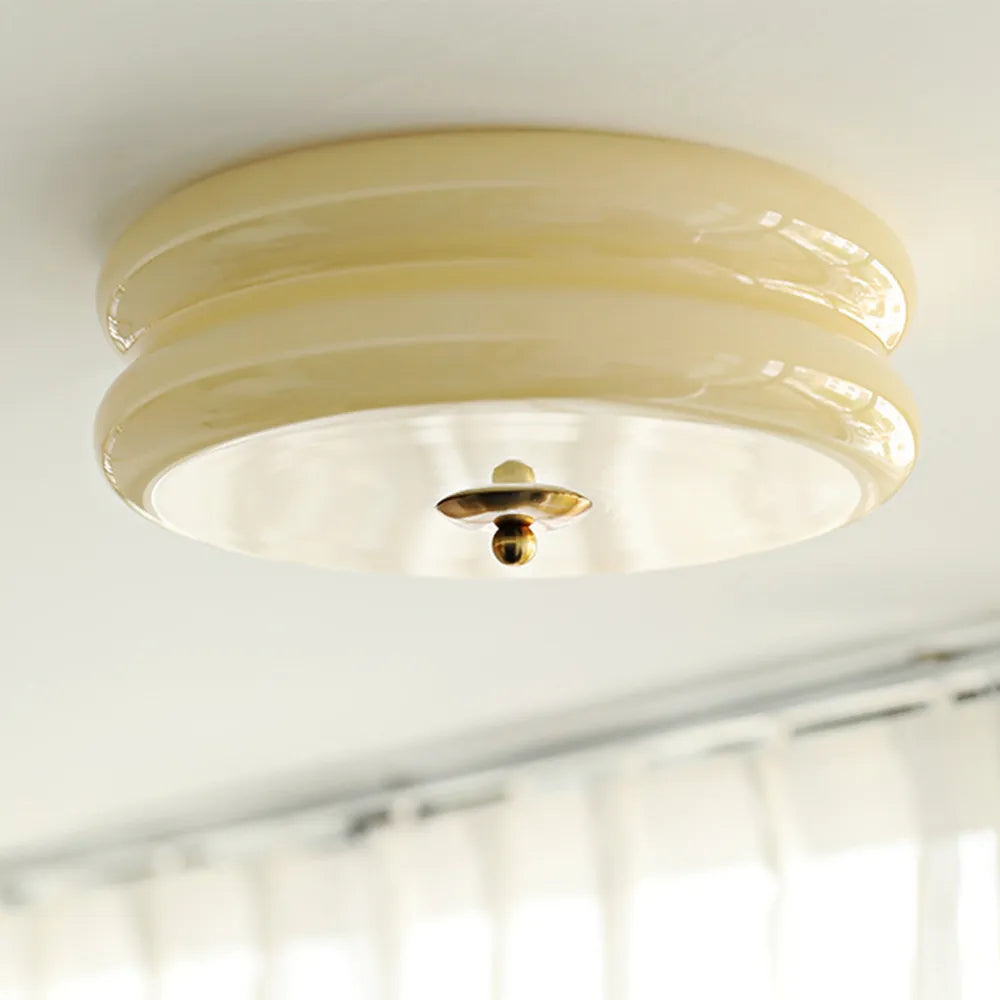 Industriel glas loftslampe med LED i guld krom til spisestue og stue | Temsk