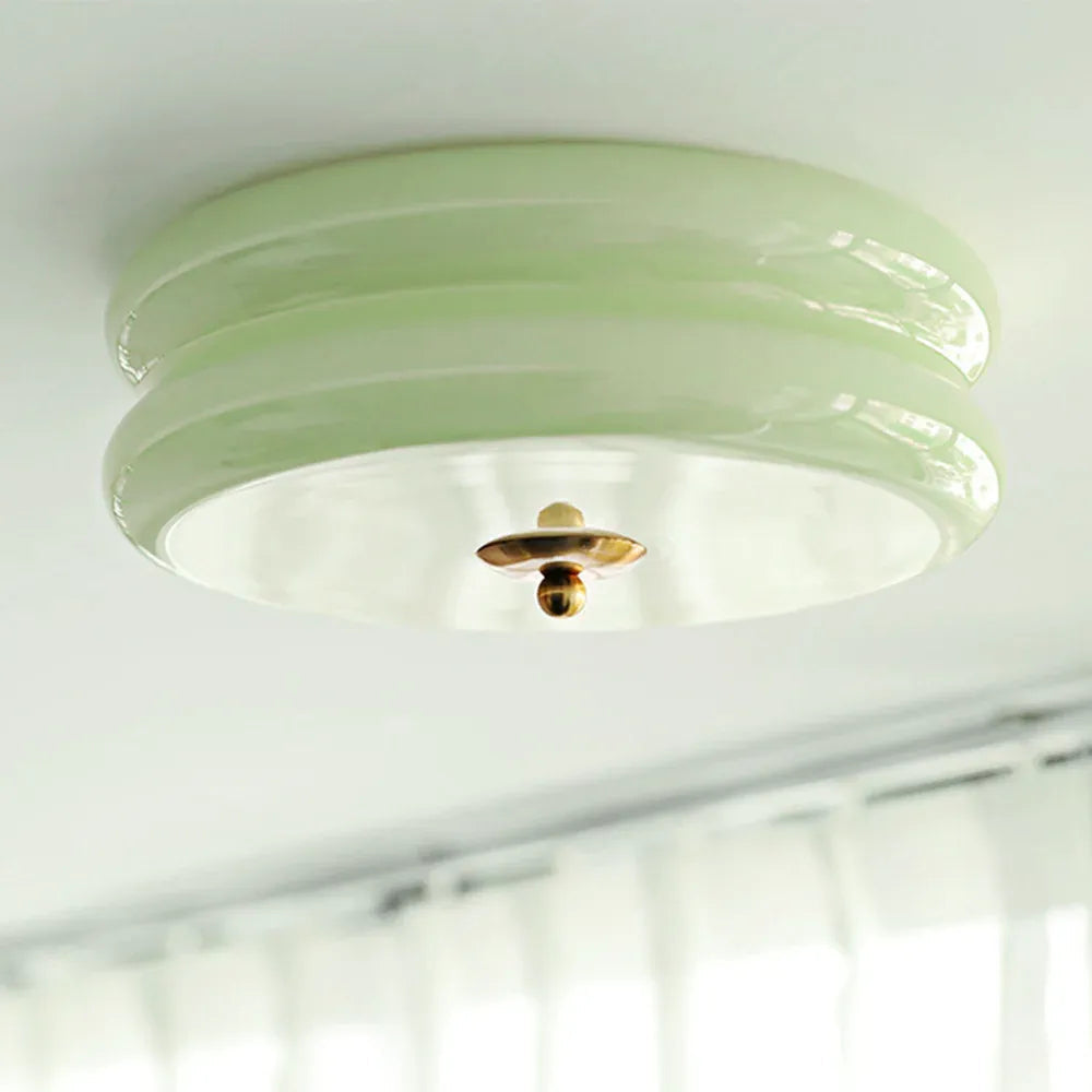 Industriel glas loftslampe med LED i guld krom til spisestue og stue | Temsk