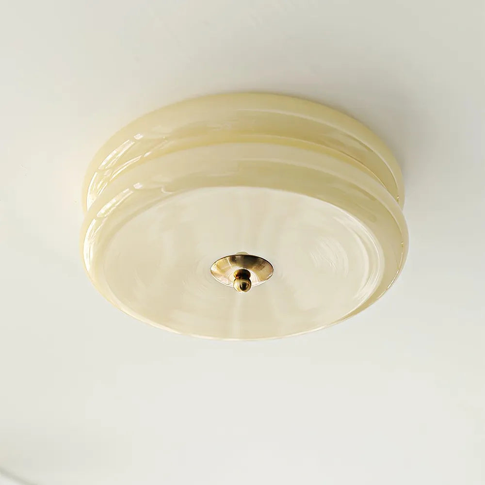 Industriel glas loftslampe med LED i guld krom til spisestue og stue | Temsk