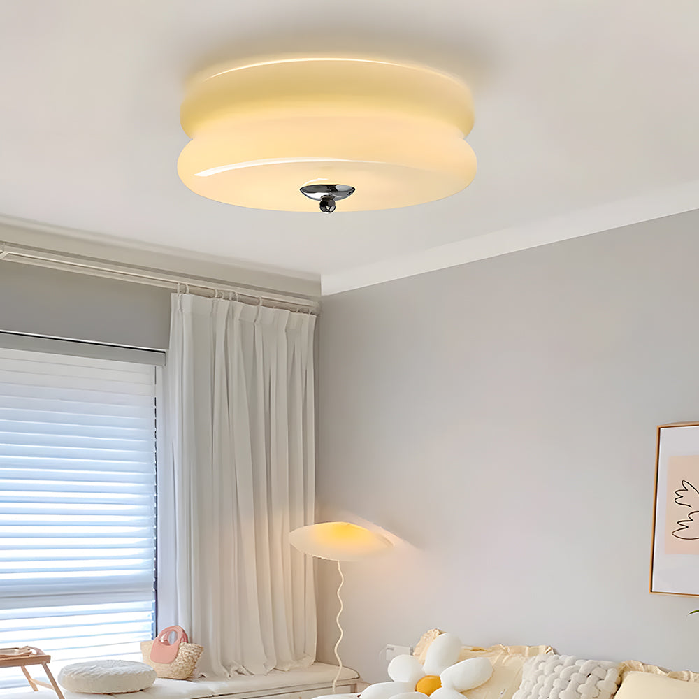Industriel glas loftslampe med LED i guld krom til spisestue og stue | Temsk