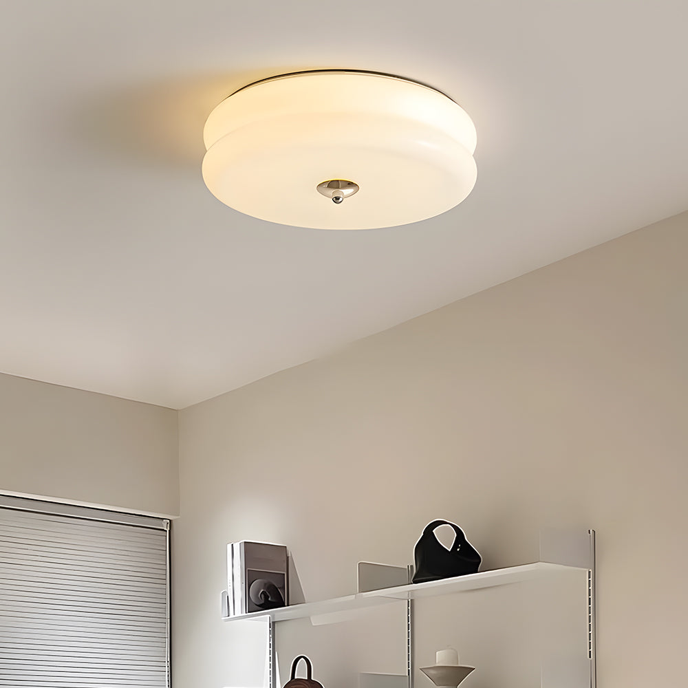 Industriel glas loftslampe med LED i guld krom til spisestue og stue | Temsk