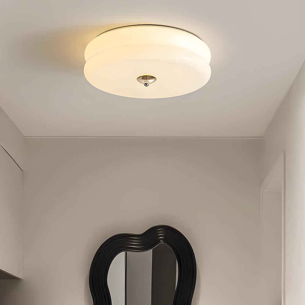 Industriel glas loftslampe med LED i guld krom til spisestue og stue | Temsk