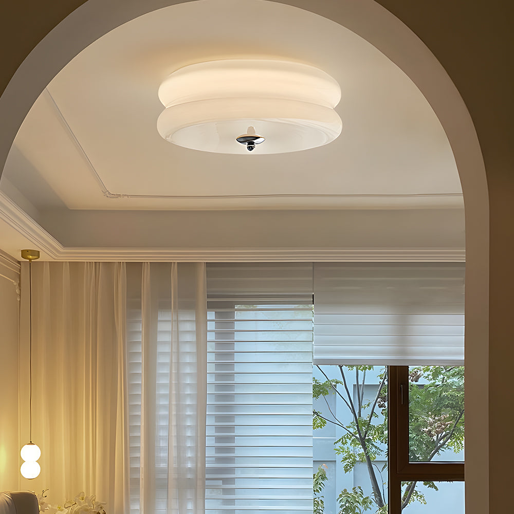 Industriel glas loftslampe med LED i guld krom til spisestue og stue | Temsk