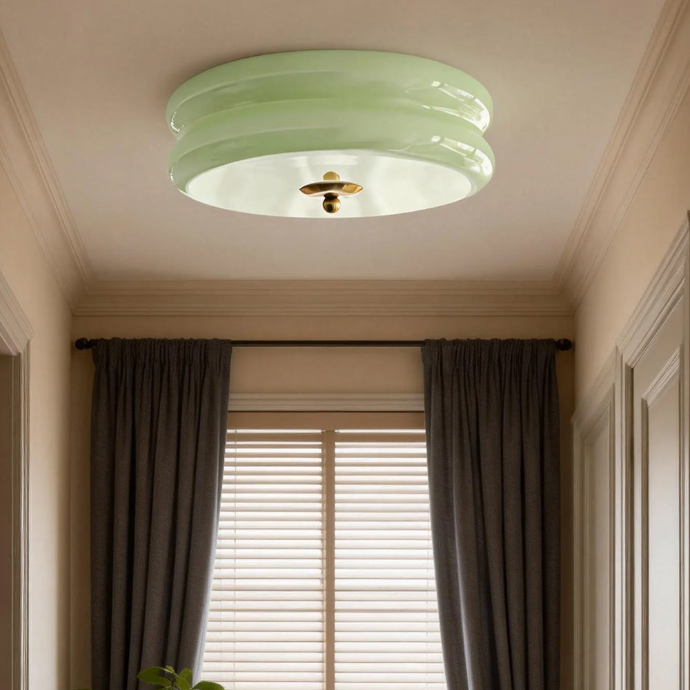 Industriel glas loftslampe med LED i guld krom til spisestue og stue | Temsk