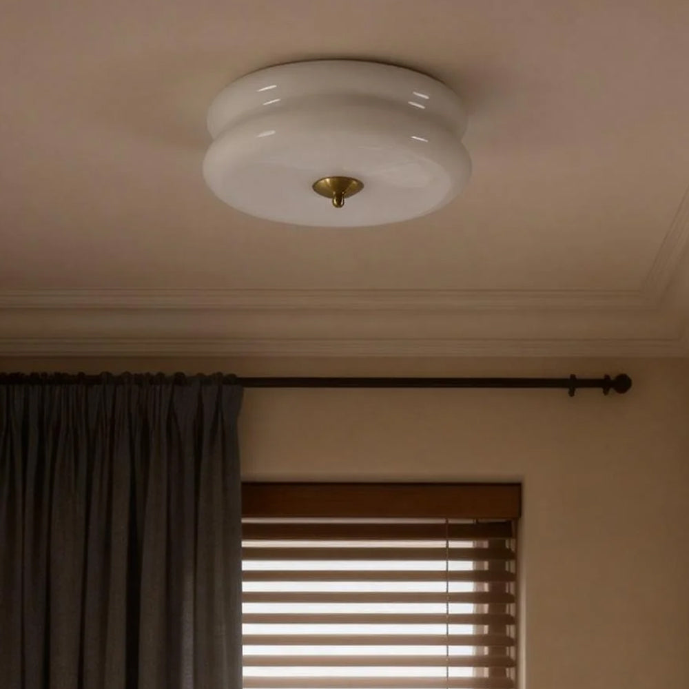 Industriel glas loftslampe med LED i guld krom til spisestue og stue | Temsk