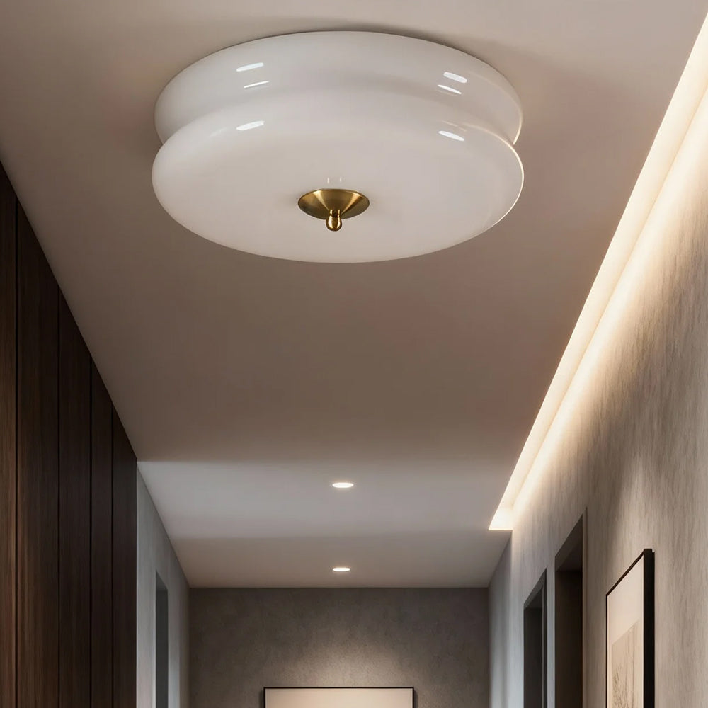 Industriel glas loftslampe med LED i guld krom til spisestue og stue | Temsk