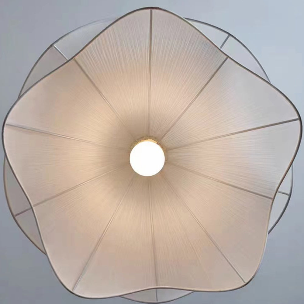 Flower Motif Fabric And Metal Ceiling Lamp With E27 For Living, Dining, Bedroom | Temsk