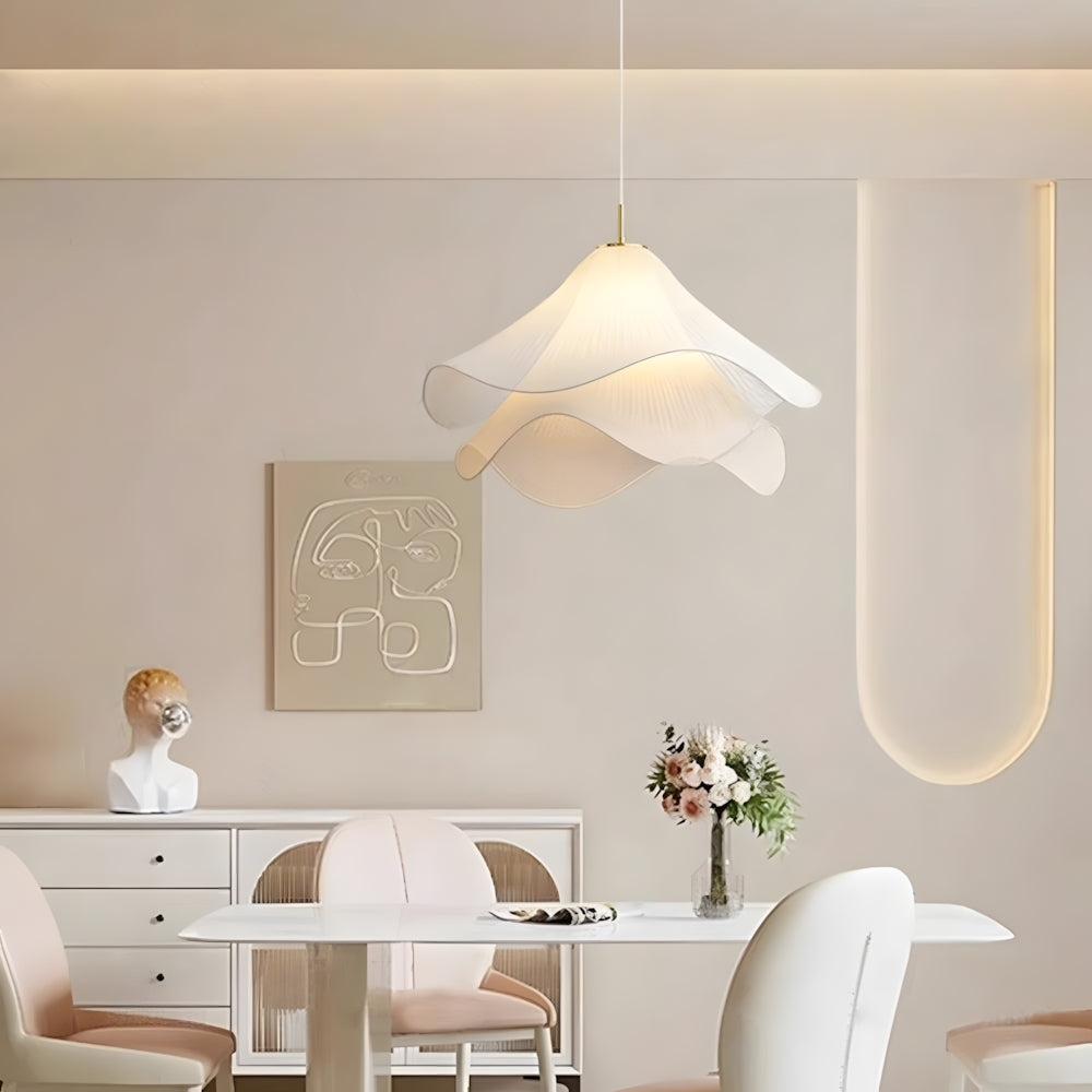 Flower Motif Fabric And Metal Ceiling Lamp With E27 For Living, Dining, Bedroom | Temsk