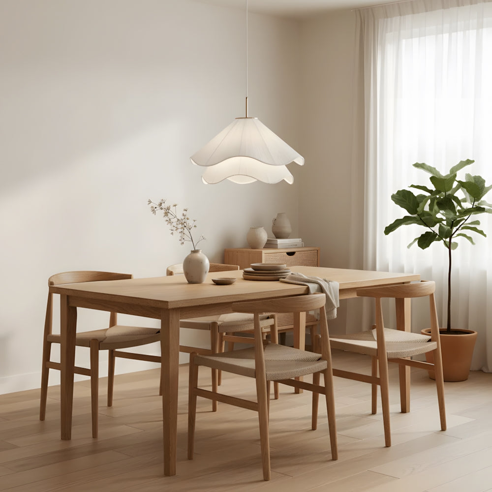 Flower Motif Fabric And Metal Ceiling Lamp With E27 For Living, Dining, Bedroom | Temsk