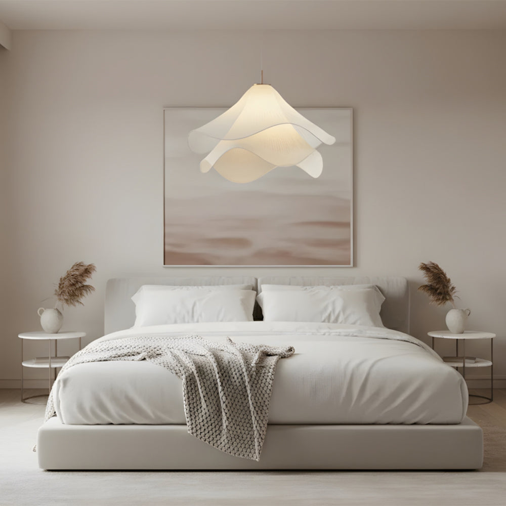 Flower Motif Fabric And Metal Ceiling Lamp With E27 For Living, Dining, Bedroom | Temsk