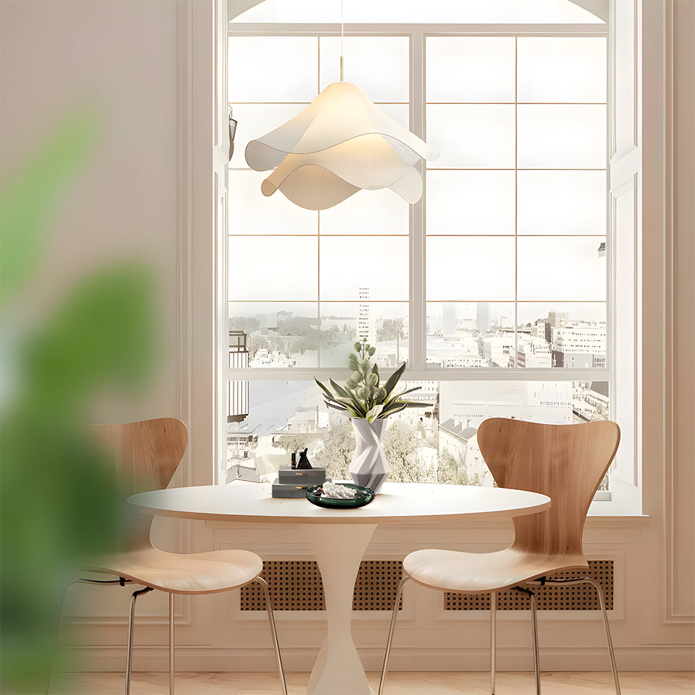 Flower Motif Fabric And Metal Ceiling Lamp With E27 For Living, Dining, Bedroom | Temsk