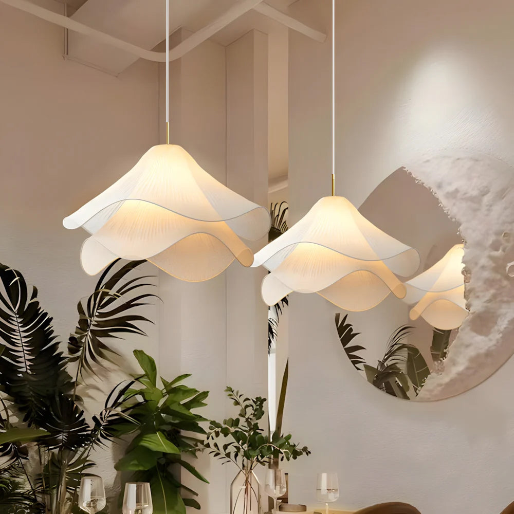 Flower Motif Fabric And Metal Ceiling Lamp With E27 For Living, Dining, Bedroom | Temsk