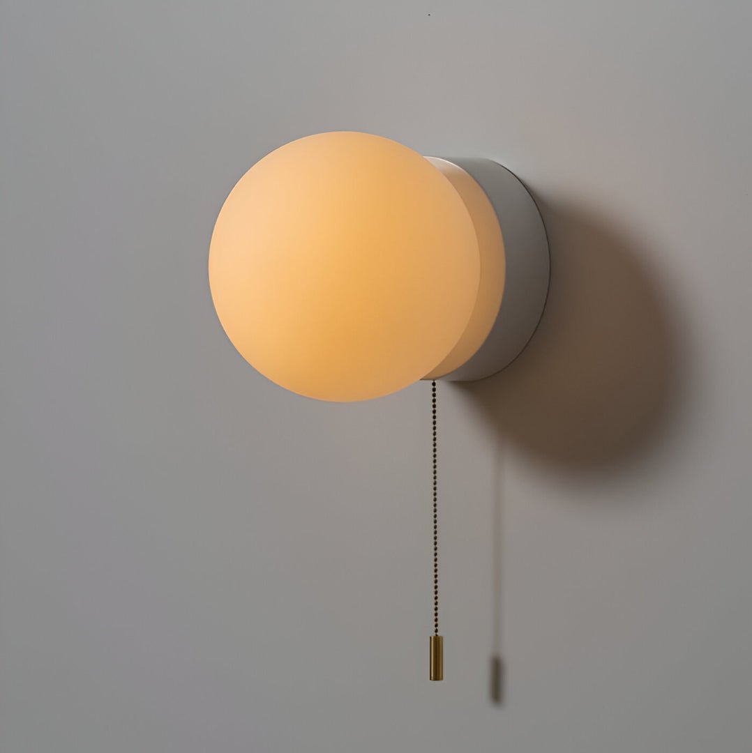 LED Glass Globe Wall Sconce With Pull Cord, Minimalist Design | Temsk