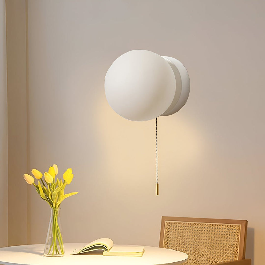 LED Glass Globe Wall Sconce With Pull Cord, Minimalist Design | Temsk