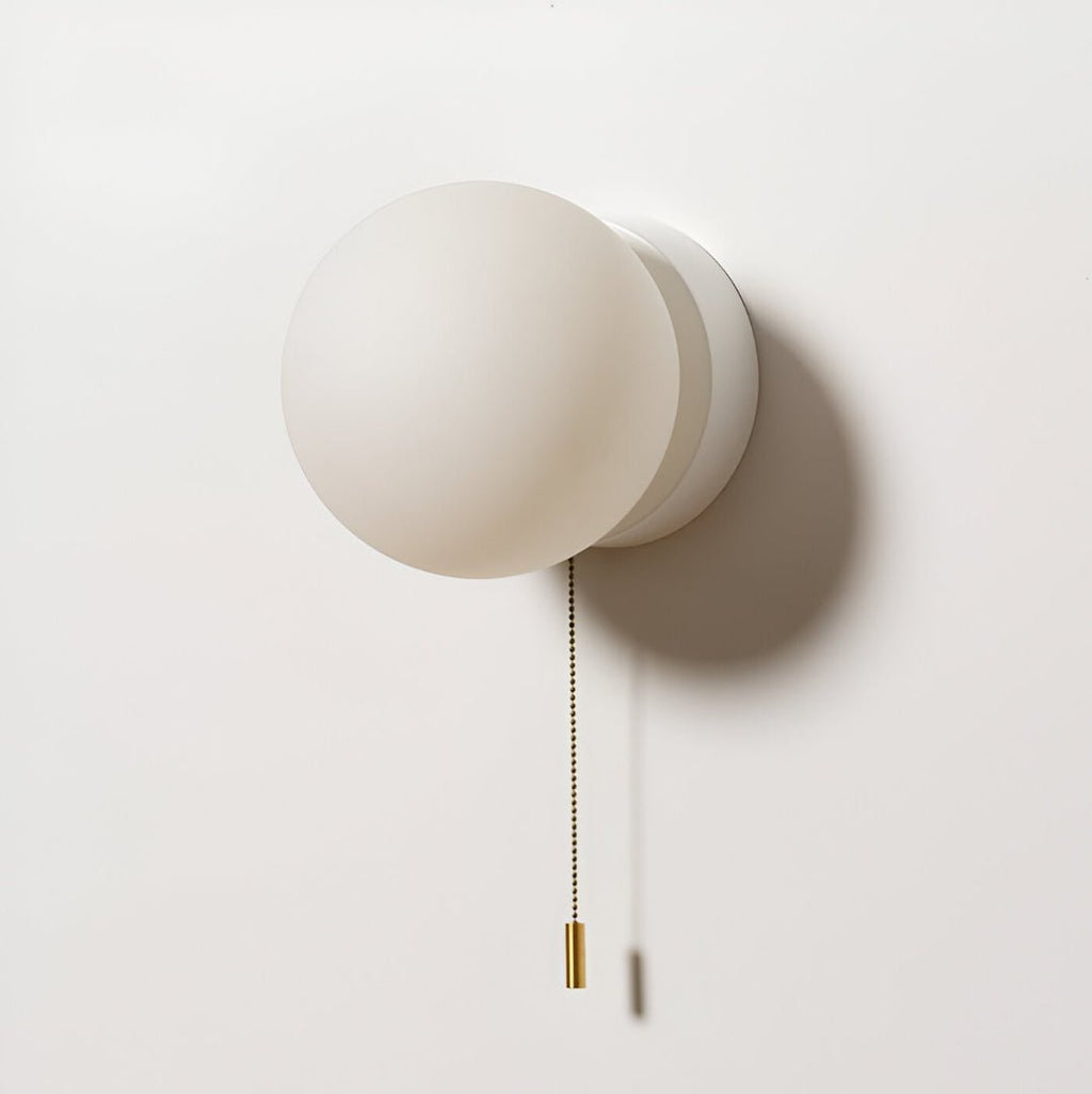 LED Glass Globe Wall Sconce With Pull Cord, Minimalist Design | Temsk