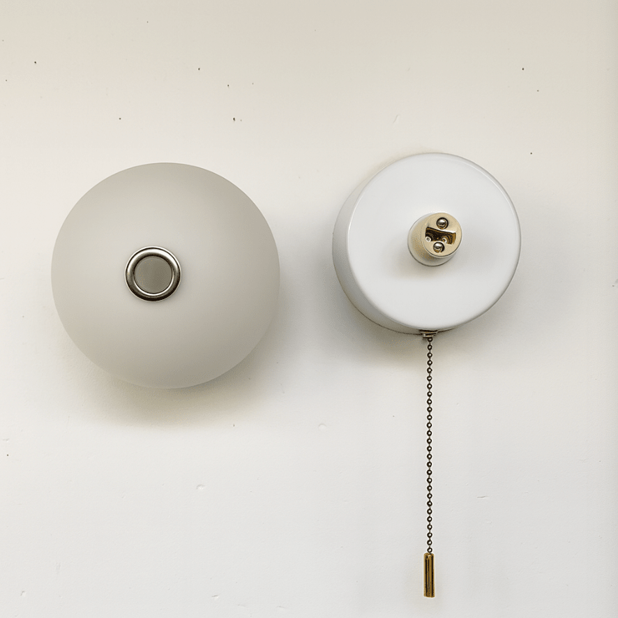 LED Glass Globe Wall Sconce With Pull Cord, Minimalist Design | Temsk