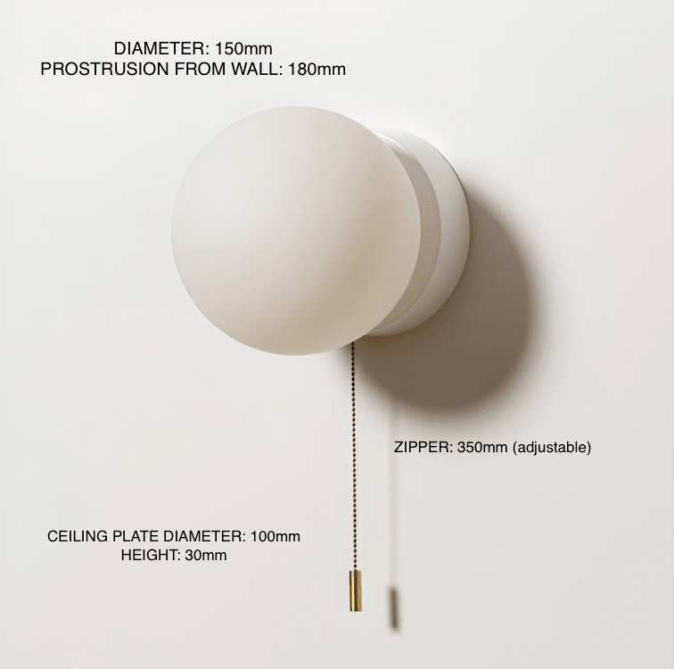 LED Glass Globe Wall Sconce With Pull Cord, Minimalist Design | Temsk