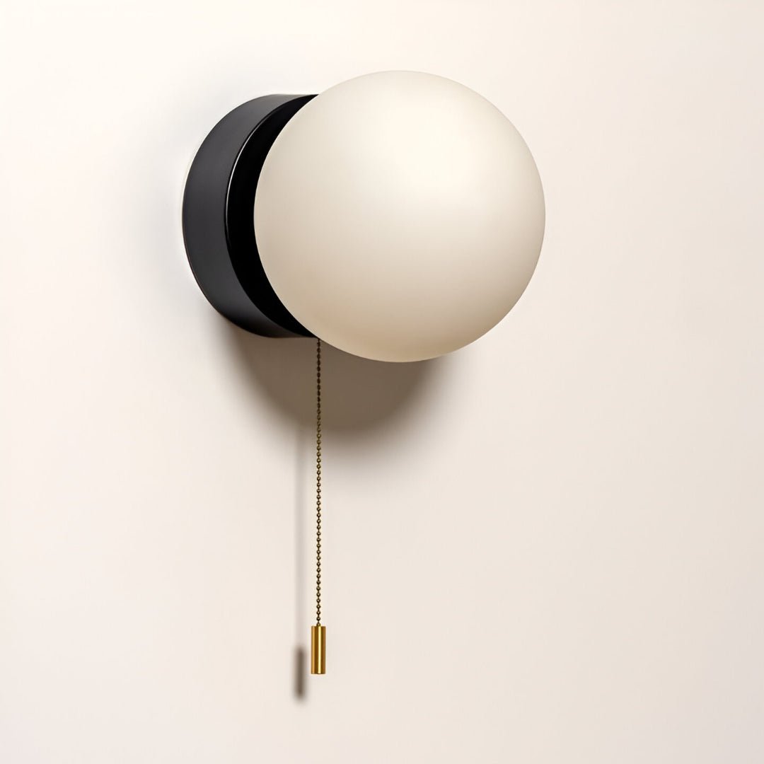 LED Glass Globe Wall Sconce With Pull Cord, Minimalist Design | Temsk