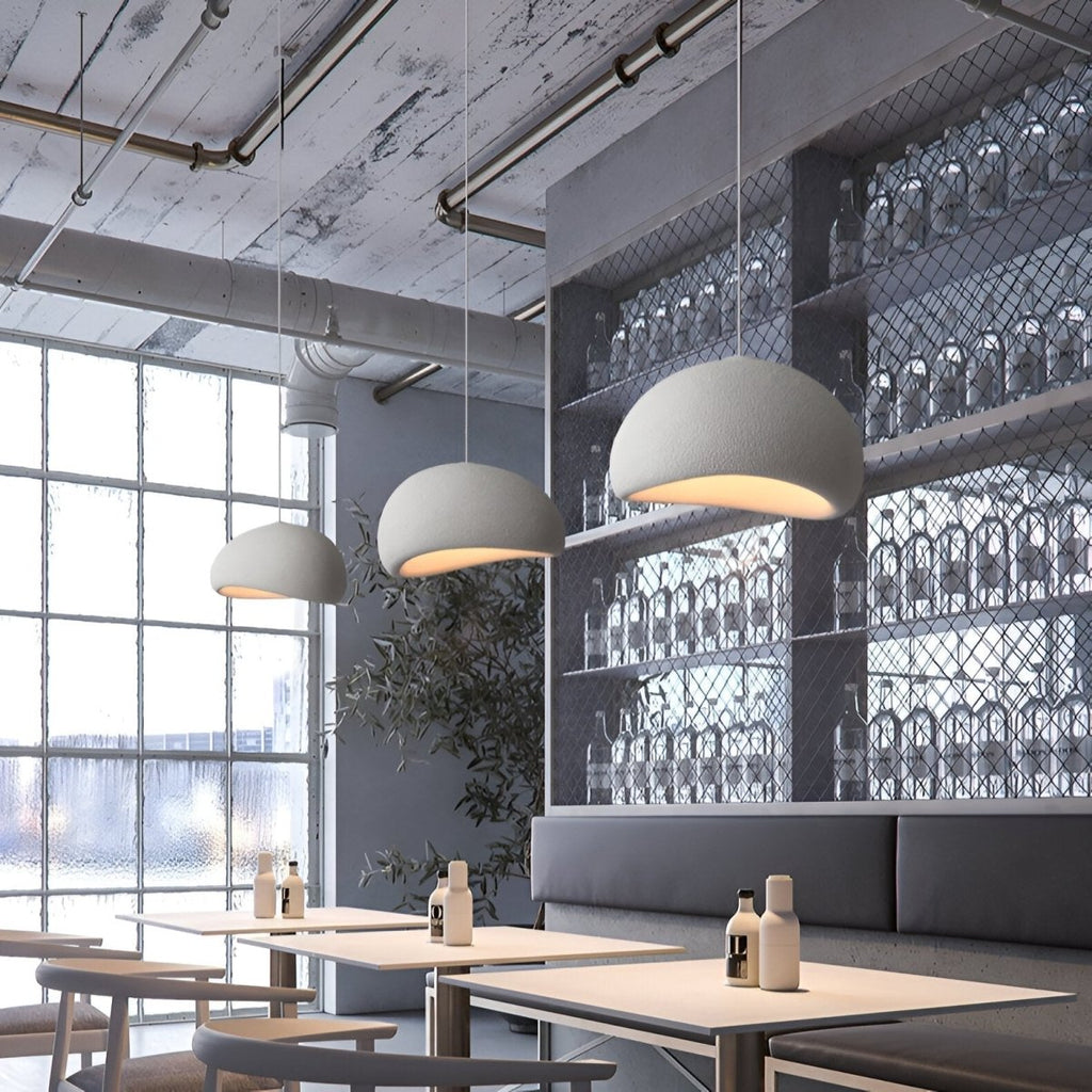 LED Pendant Light With Dome Fiberglass Shade For Modern Ceiling Fixture | Temsk