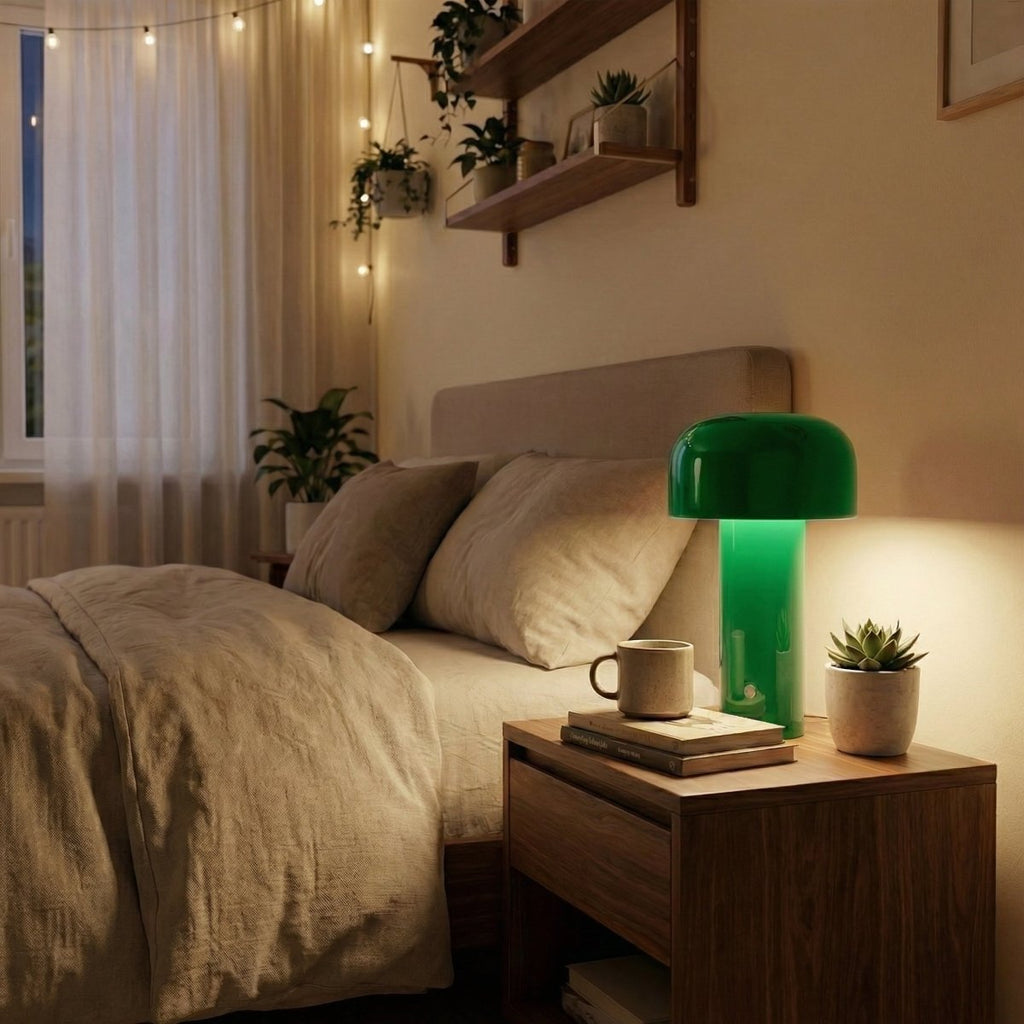 LED Mushroom Design Table Lamp With Metal Base, 12 Inches Tall | Temsk