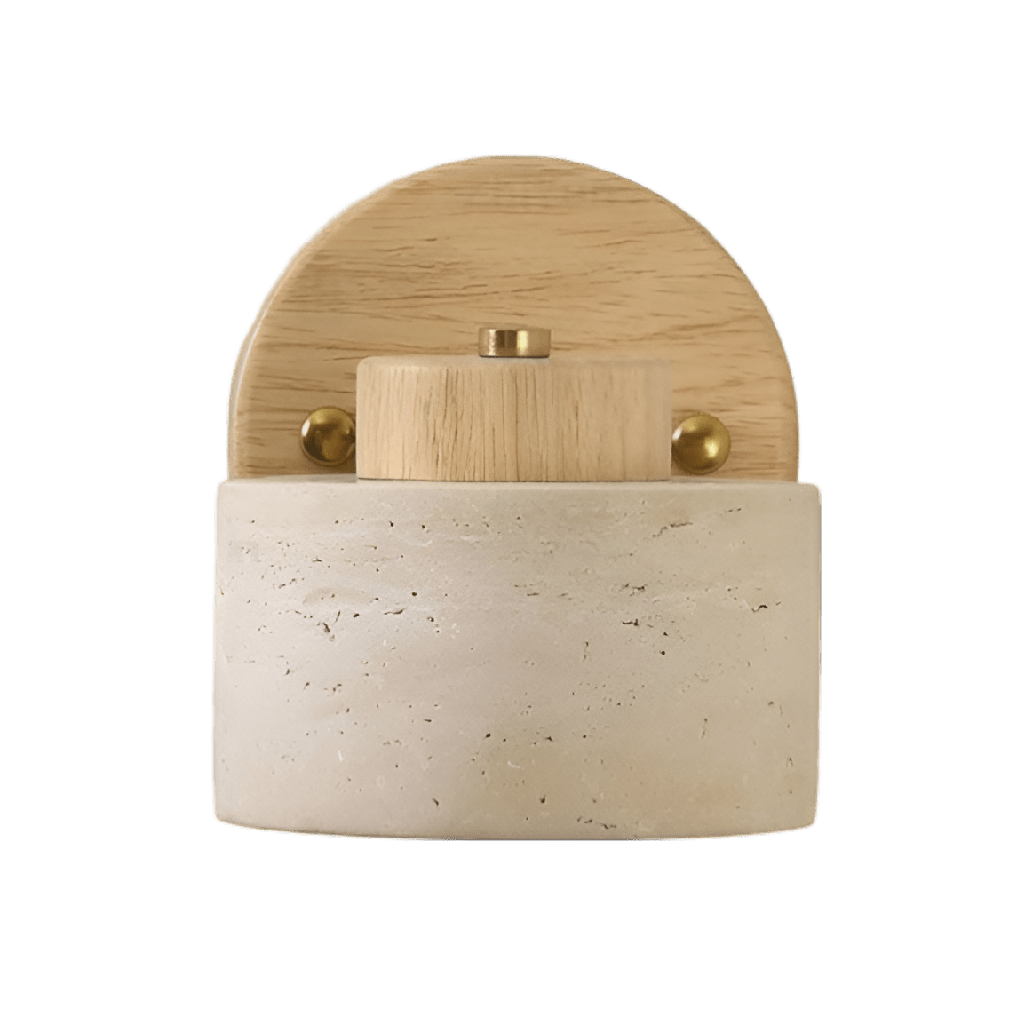 LED Wall Sconce With Minimalist Travertine Cylinder And Wood Base | Temsk