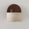 LED Wall Sconce With Minimalist Travertine Cylinder And Wood Base | Temsk