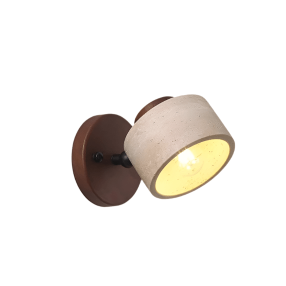 LED Wall Sconce With Minimalist Travertine Cylinder And Wood Base | Temsk