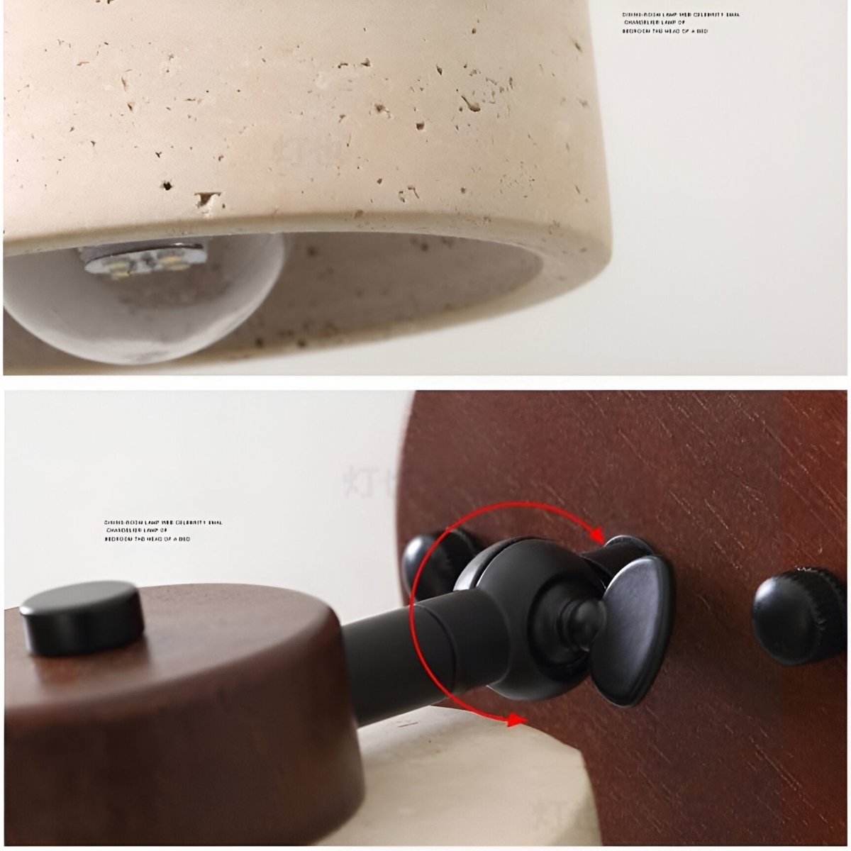 LED Wall Sconce With Minimalist Travertine Cylinder And Wood Base | Temsk