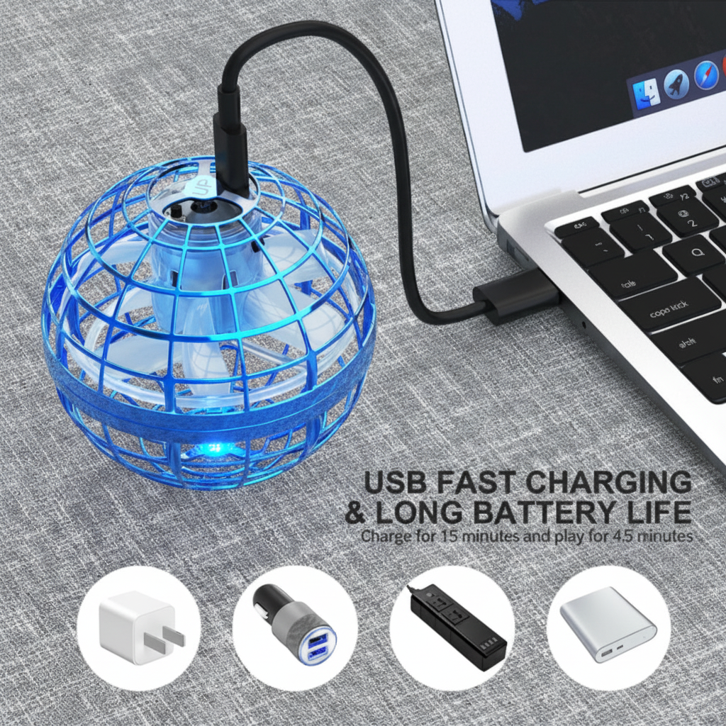 Rechargeable Hover Ball Drone Toy With LED For Indoor And Outdoor Fun | Temsk
