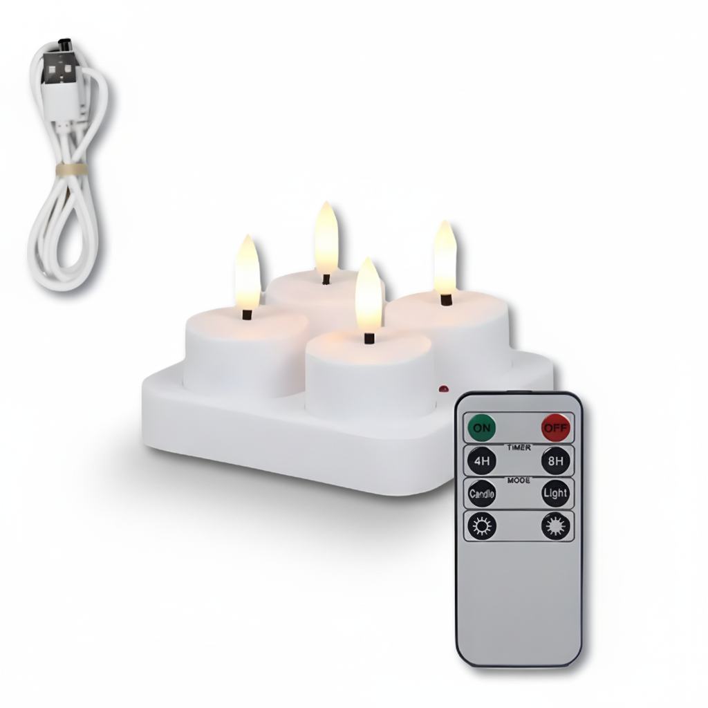 USB Rechargeable Flameless LED Candle Set With Remote Timer | Temsk
