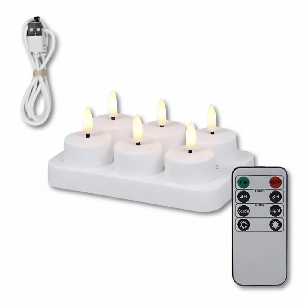 USB Rechargeable Flameless LED Candle Set With Remote Timer | Temsk