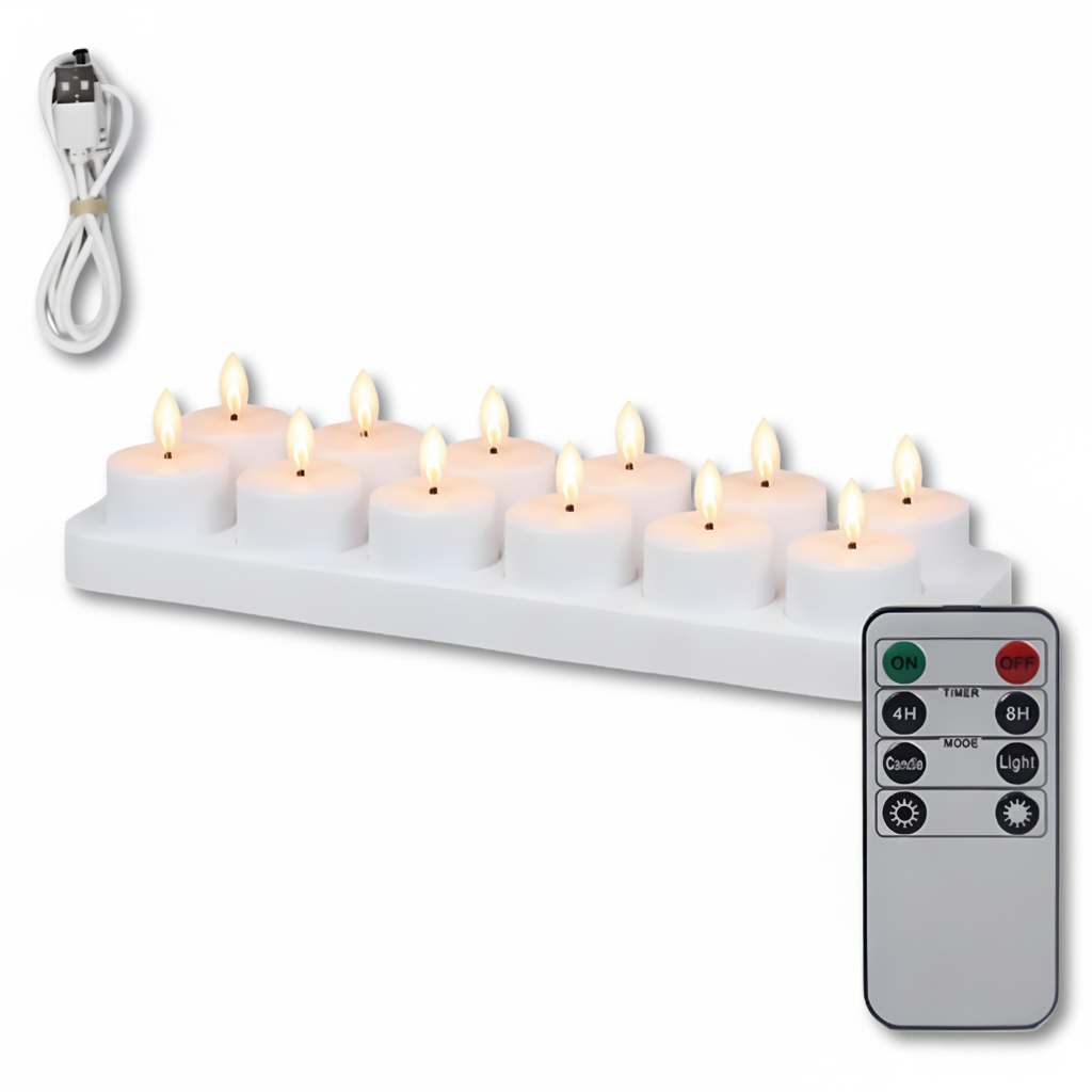 USB Rechargeable Flameless LED Candle Set With Remote Timer | Temsk