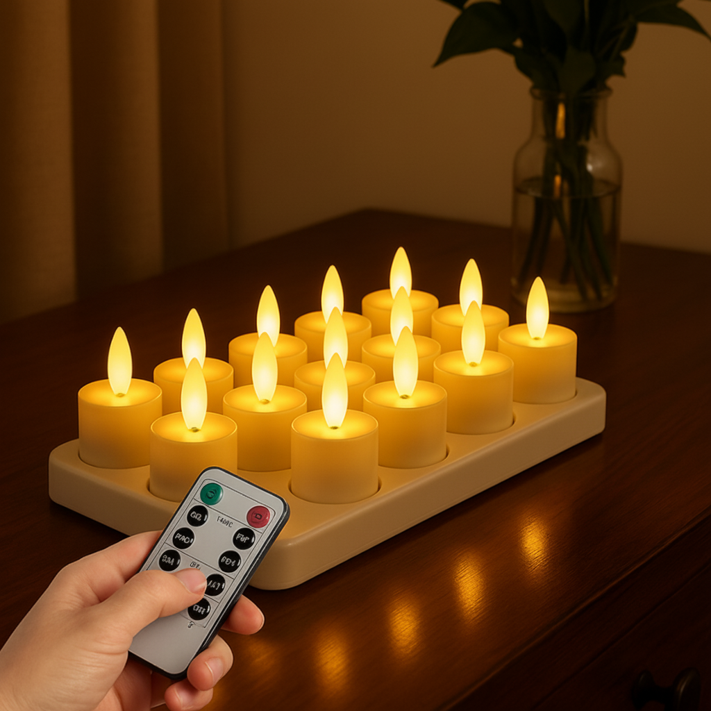 USB Rechargeable Flameless LED Candle Set With Remote Timer | Temsk