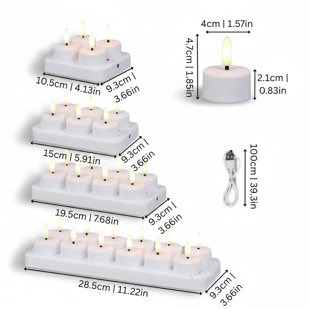 USB Rechargeable Flameless LED Candle Set With Remote Timer | Temsk