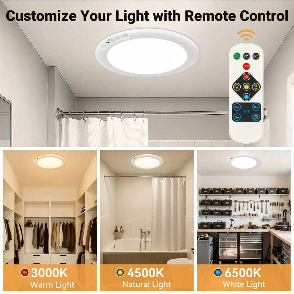 Wiederaufladbare LED-Deckenleuchte mit Bewegungssensor, Aufbaumontage | Temsk