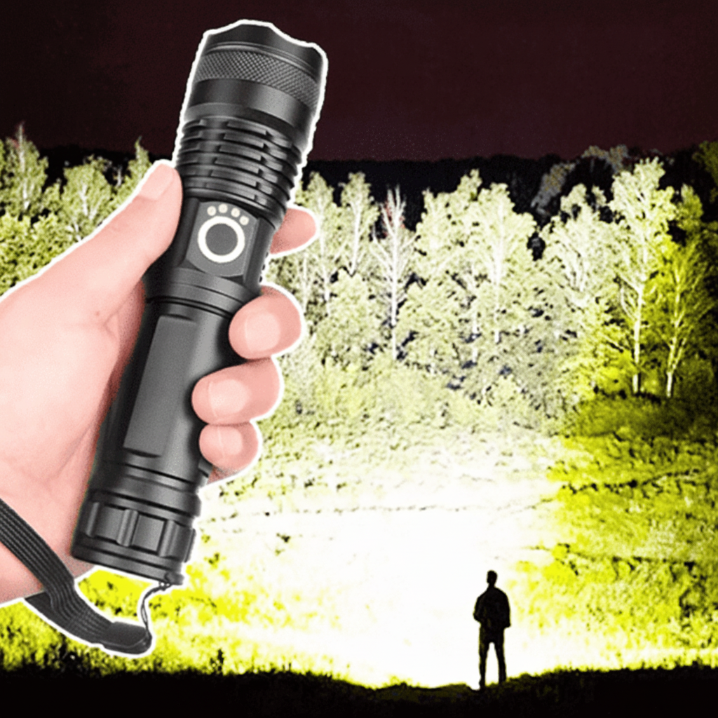 Rechargeable LED Flashlight For Tactical Use And Camping, High Lumens | Temsk