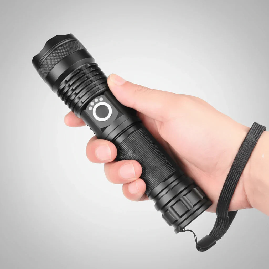Rechargeable LED Flashlight For Tactical Use And Camping, High Lumens | Temsk